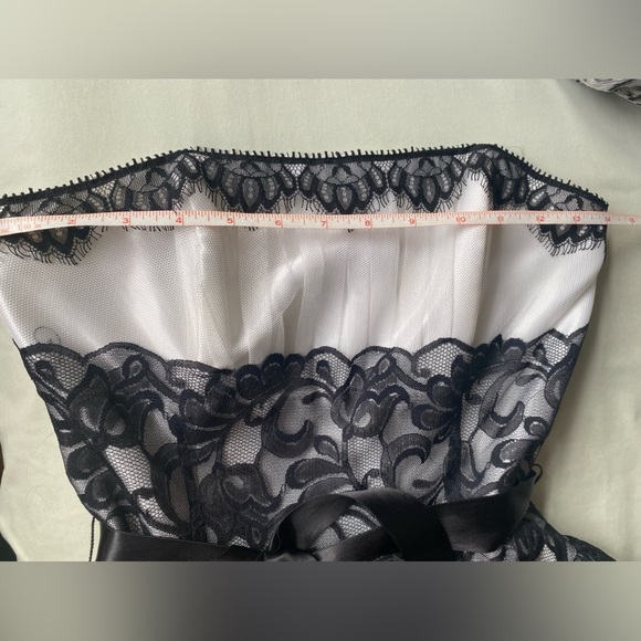 Jessica McClintock White with black lace cocktail dress - Picture 2 of 12